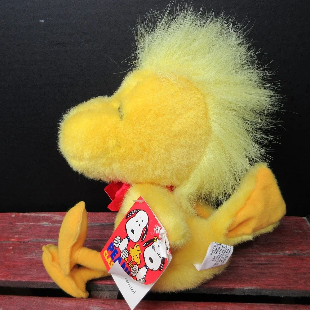 Vintage Dakin Peanuts Woodstock Plush Stuffed Animal Toy Red Bow 8